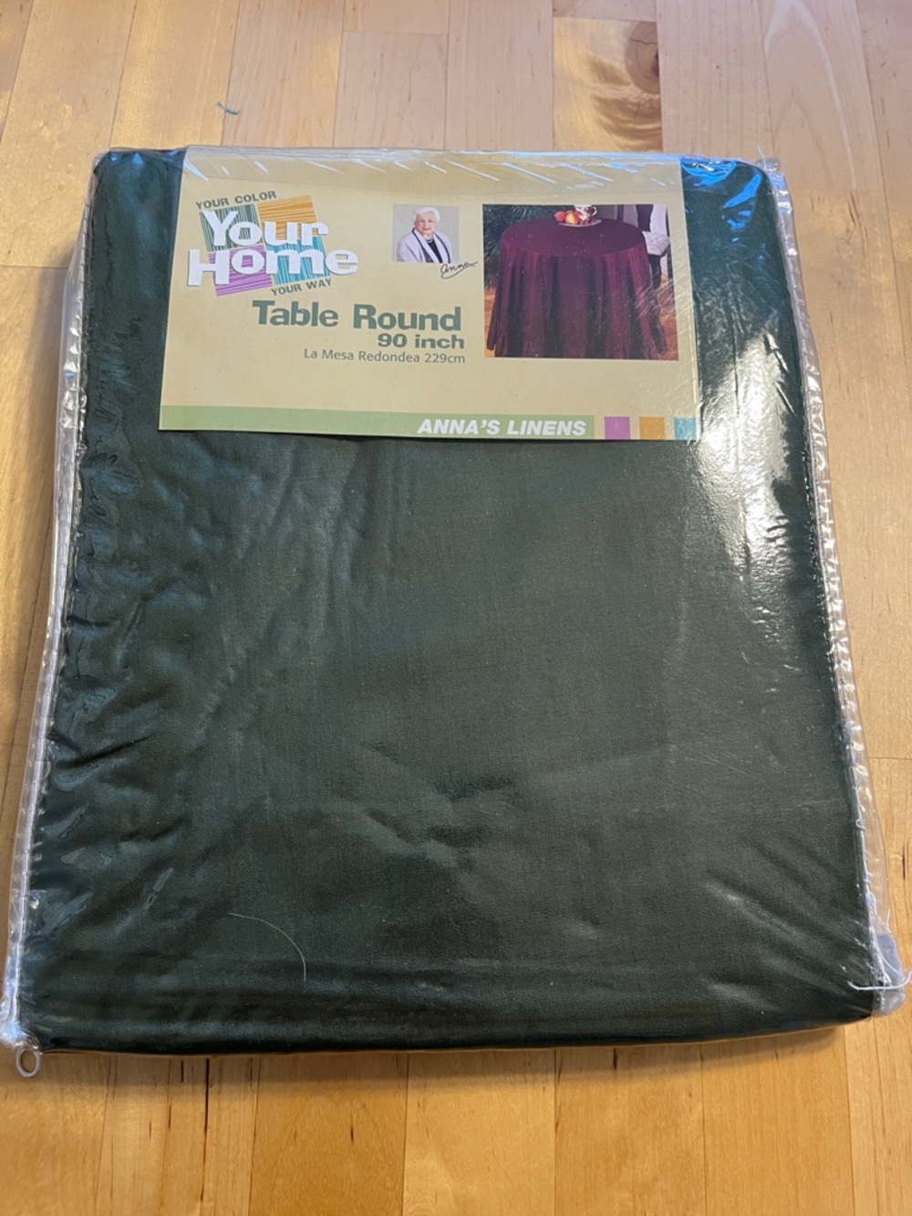 Anna’s Linens Dark Green 90" Round Tablecloth- new in package